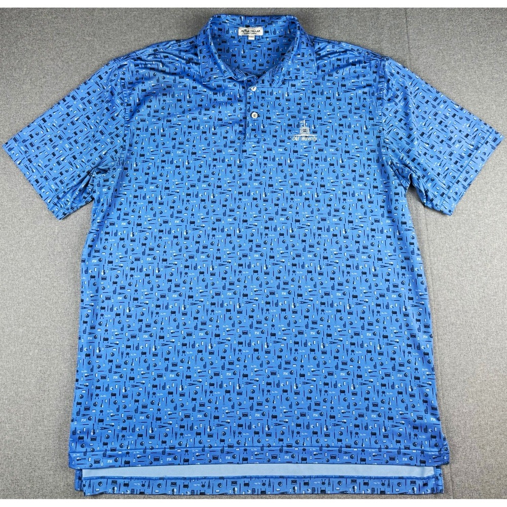 Peter Millar Summer Comfort Polo XL Blue Novelty Print Old Waverly Golf